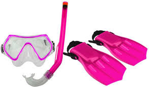 Waimea Snorkelset Duikset - Junior - met flippers - Roze