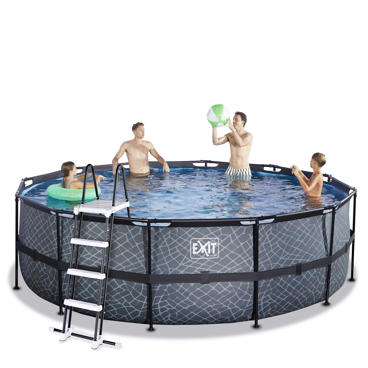 EXIT Frame Zwembad - Stone - met Filterpomp - ø 450 cm x 122 cm - Grijs