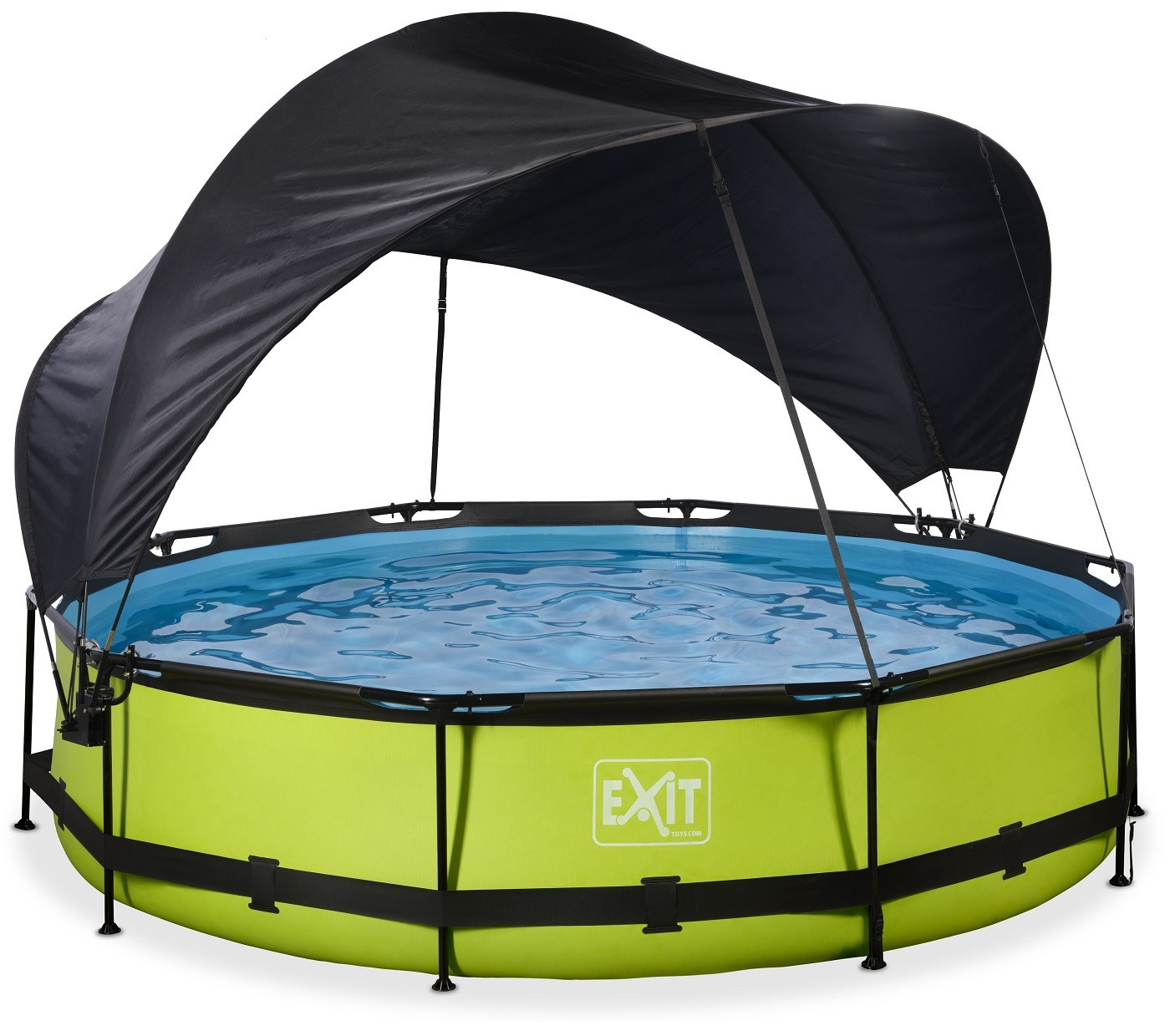 EXIT Frame Zwembad - Lime - ø 300 x 76 cm met Zonnedak en Cartridge Filterpomp