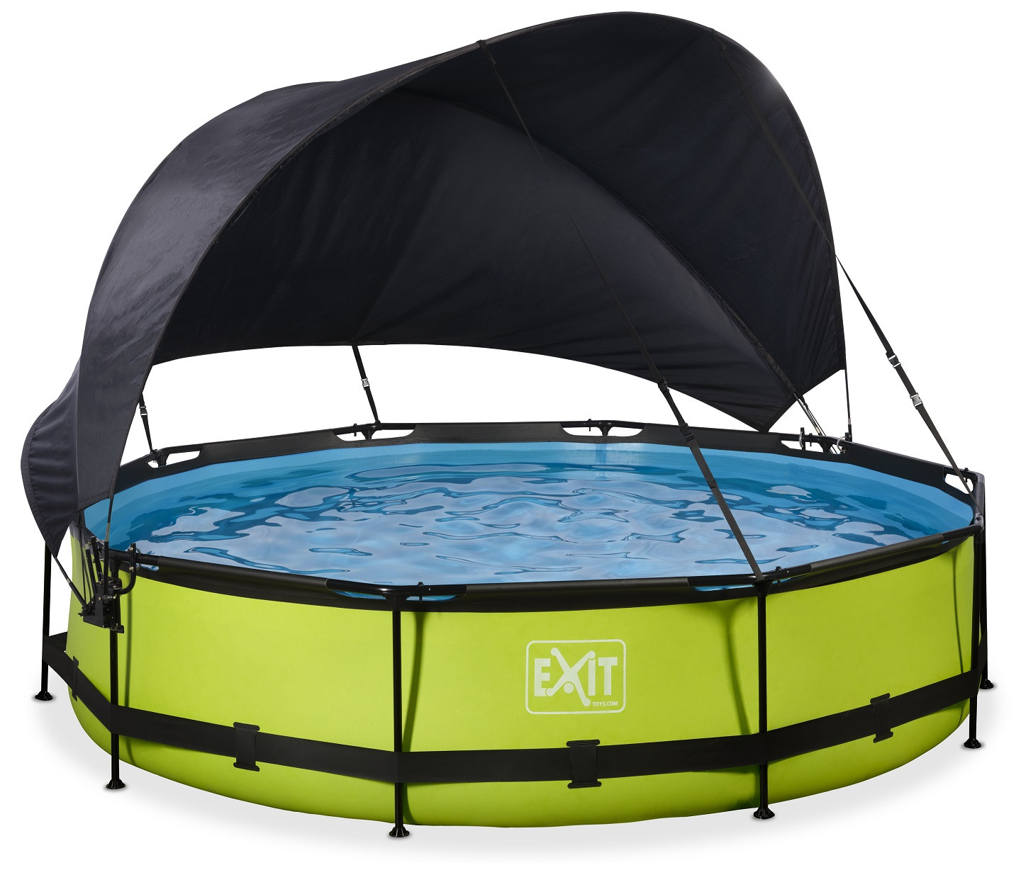 EXIT Frame Zwembad - Lime - ø 360 x 76 cm - met Zonnedak en Cartridge Filterpomp - Groen