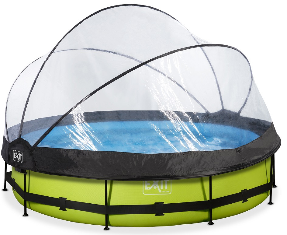 EXIT Frame Zwembad - Lime - ø 360 x 76 cm - met Overkapping en Cartridge Filterpomp - Groen
