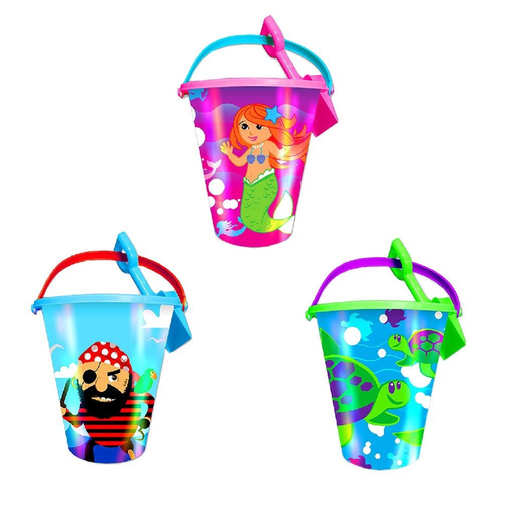 Summertime Emmer met Schep Laser Print - 22 cm - Prijs per Stuk