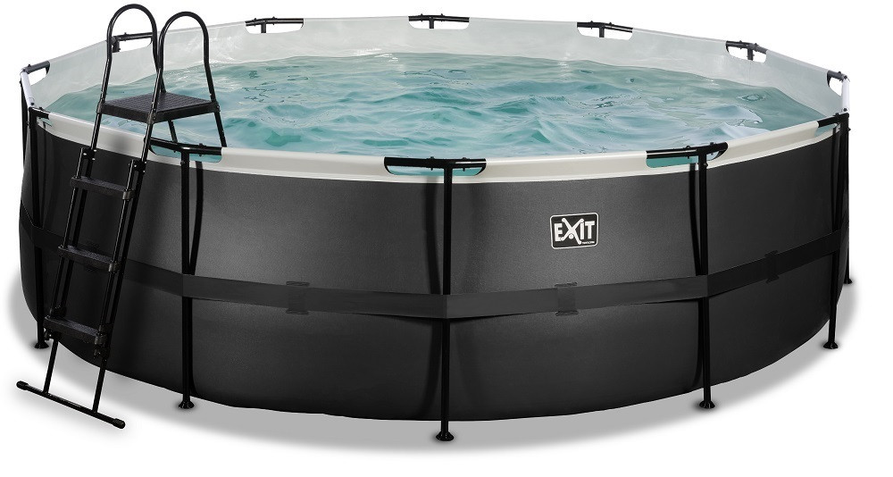 EXIT Frame Zwembad - Black Leather - ø 427 x 122 cm - met Zandfilterpomp