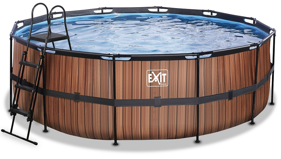 EXIT Frame Zwembad - Wood - ø 427 x 122 cm - met Zandfilterpomp