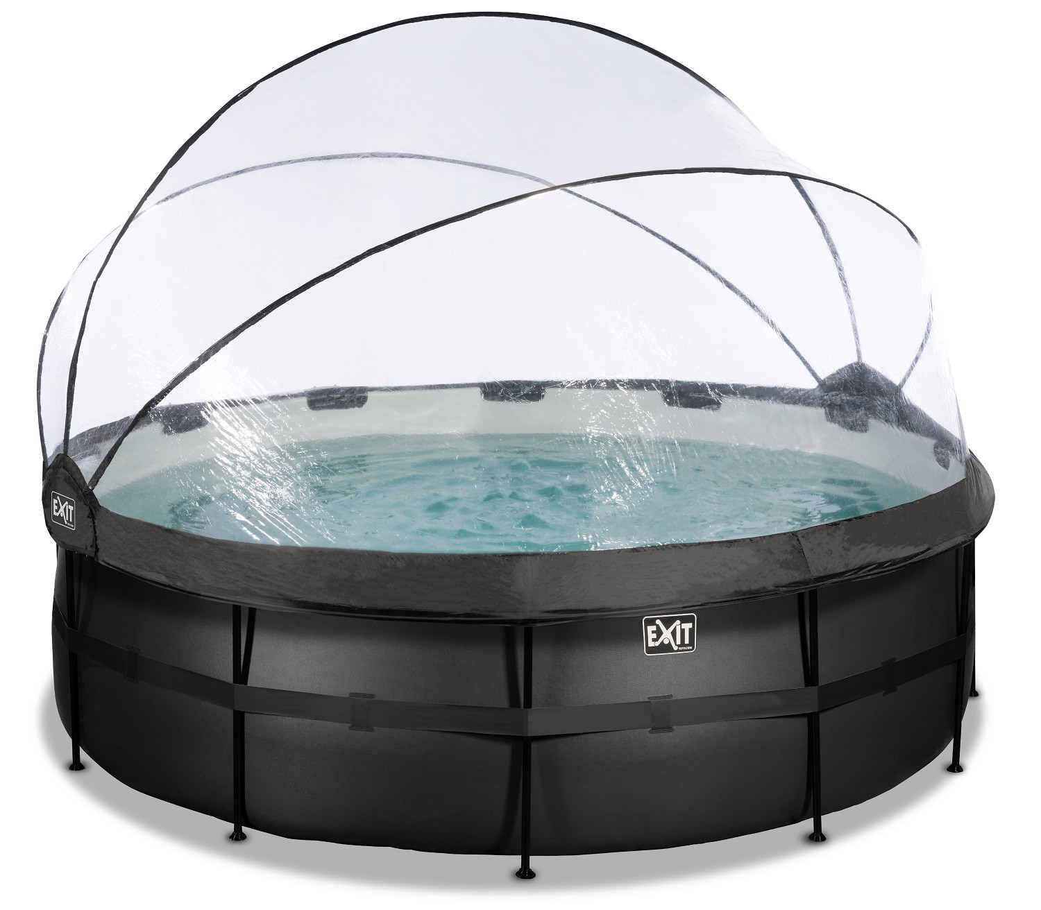 EXIT Frame Zwembad - Black Leather - ø 427 x 122 cm - met Overkapping en Zandfilterpomp