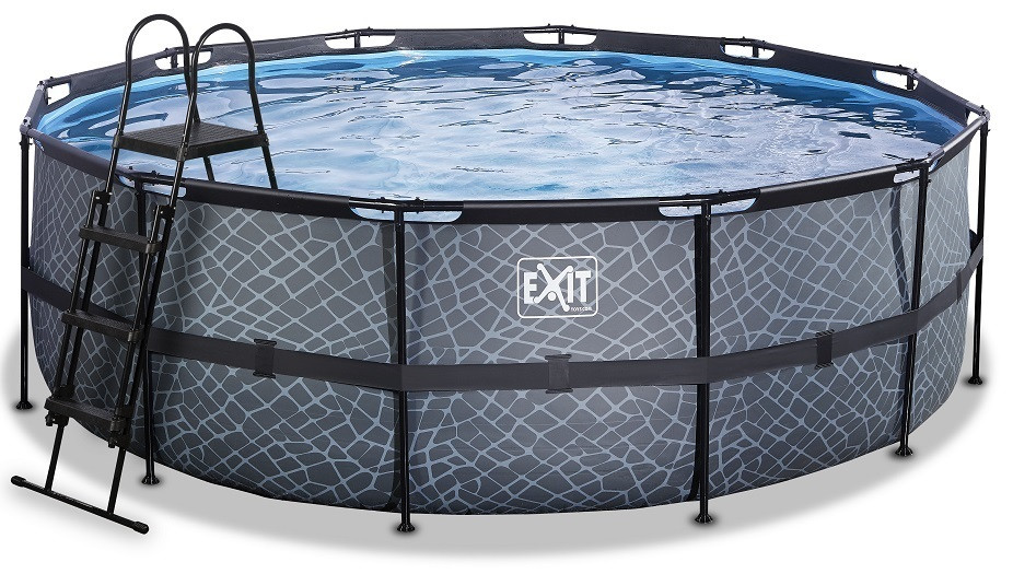 EXIT Frame Zwembad - Stone - ø 488 x 122 cm - met Filterpomp - Grijs