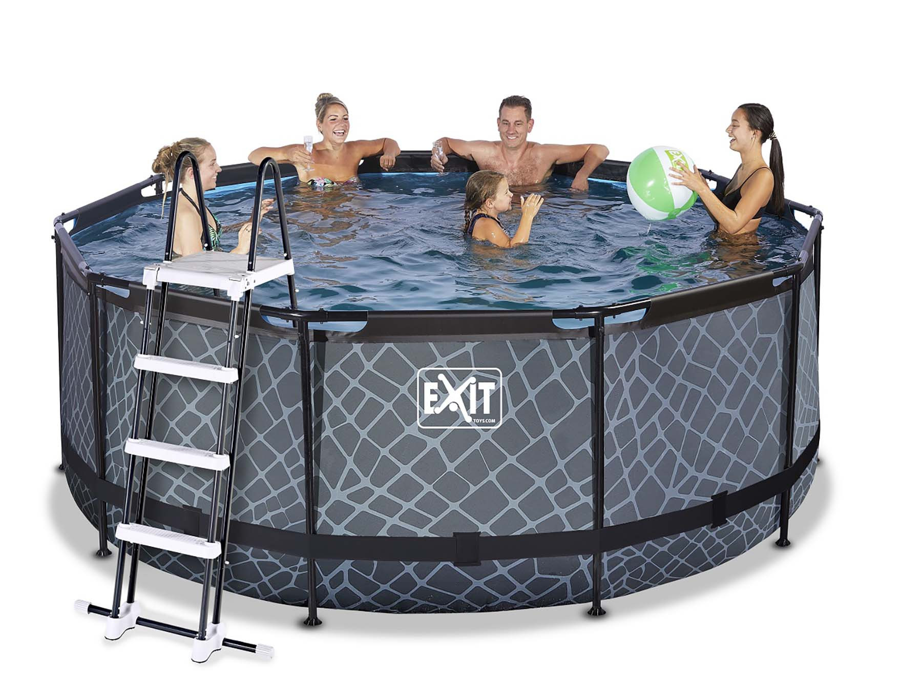 EXIT Frame Zwembad - Stone - met Filterpomp - ø 360 cm x 122 cm - Grijs