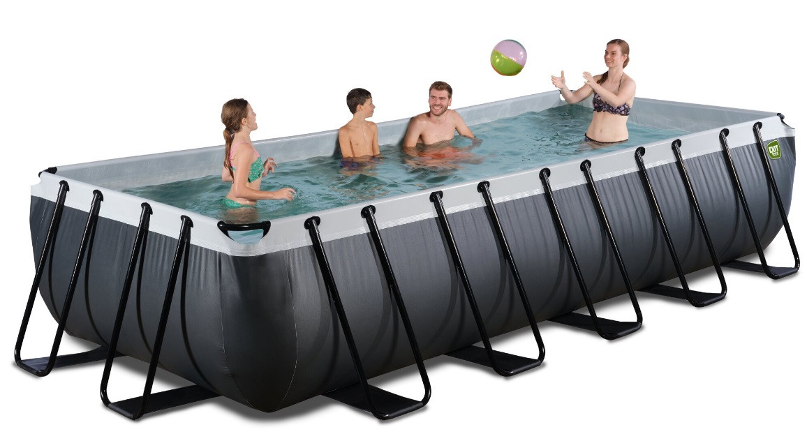 EXIT Frame Zwembad - Black Leather - 540 x 250 x 100 cm - met Zandfilterpomp - Zwart