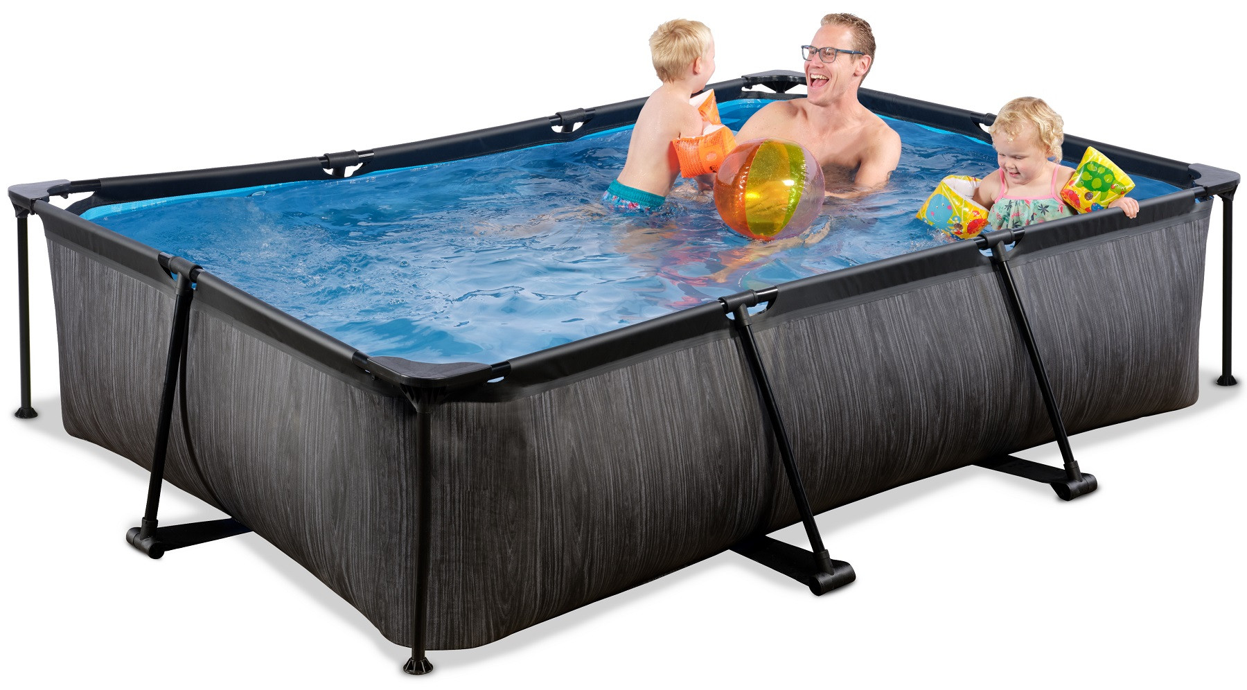 EXIT Frame Zwembad - Black Wood - 300 x 200 x 65 cm - met Filterpomp - Zwart - Limited Edition