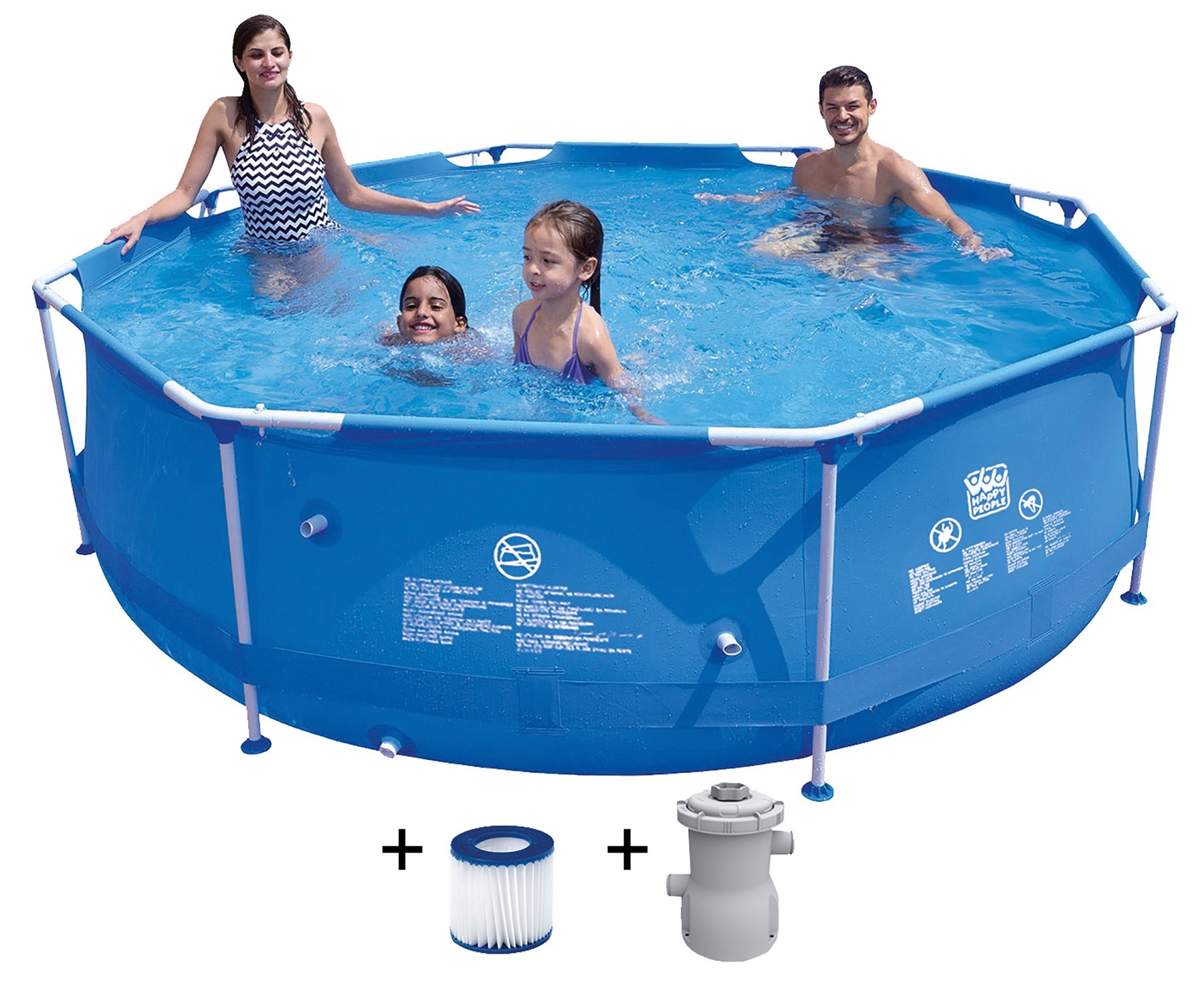 Wehncke Frame Zwembad - ø 300 x 76 cm - met Filterpomp - Blauw