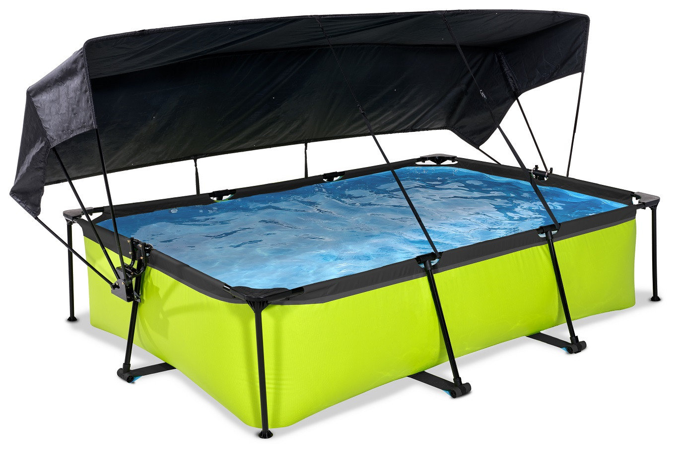 EXIT Frame Zwembad - Lime - 300 x 200 x 65 cm met Zonnedak en Cartridge Filterpomp - Groen