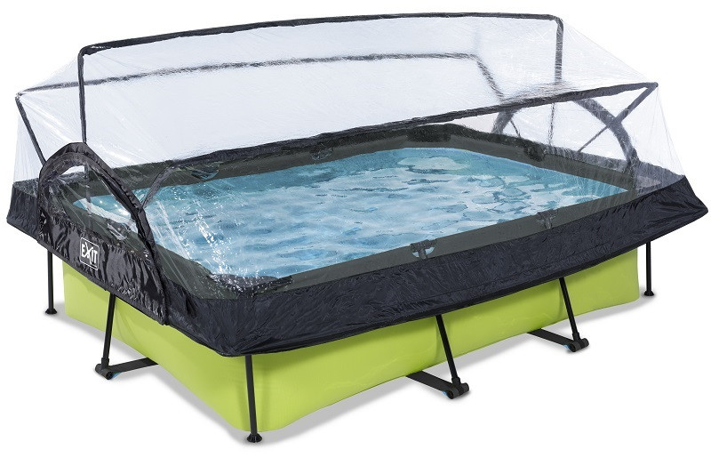 EXIT Frame Zwembad - Lime - 300 x 200 x 65 cm met Overkapping en Cartridge Filterpomp - groen