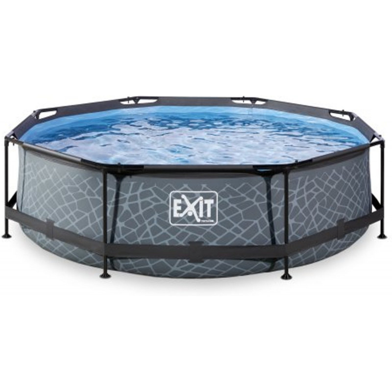 EXIT Frame Zwembad - Stone - 300 x 76 cm - met Filterpomp - Grijs